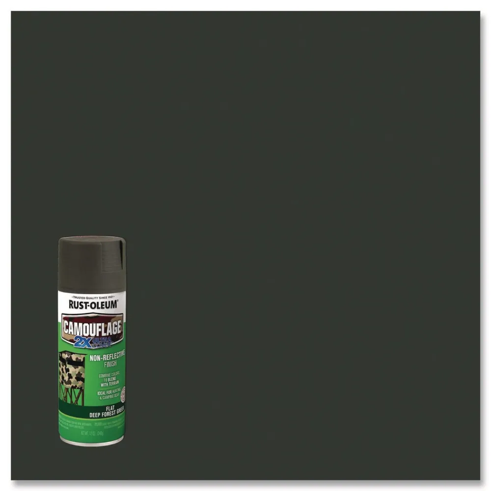 New 12 oz. Aerosol Can Camouflage Spray Paint - Flat Deep Forest Green (6/Carton) Arts & Crafts Supplies