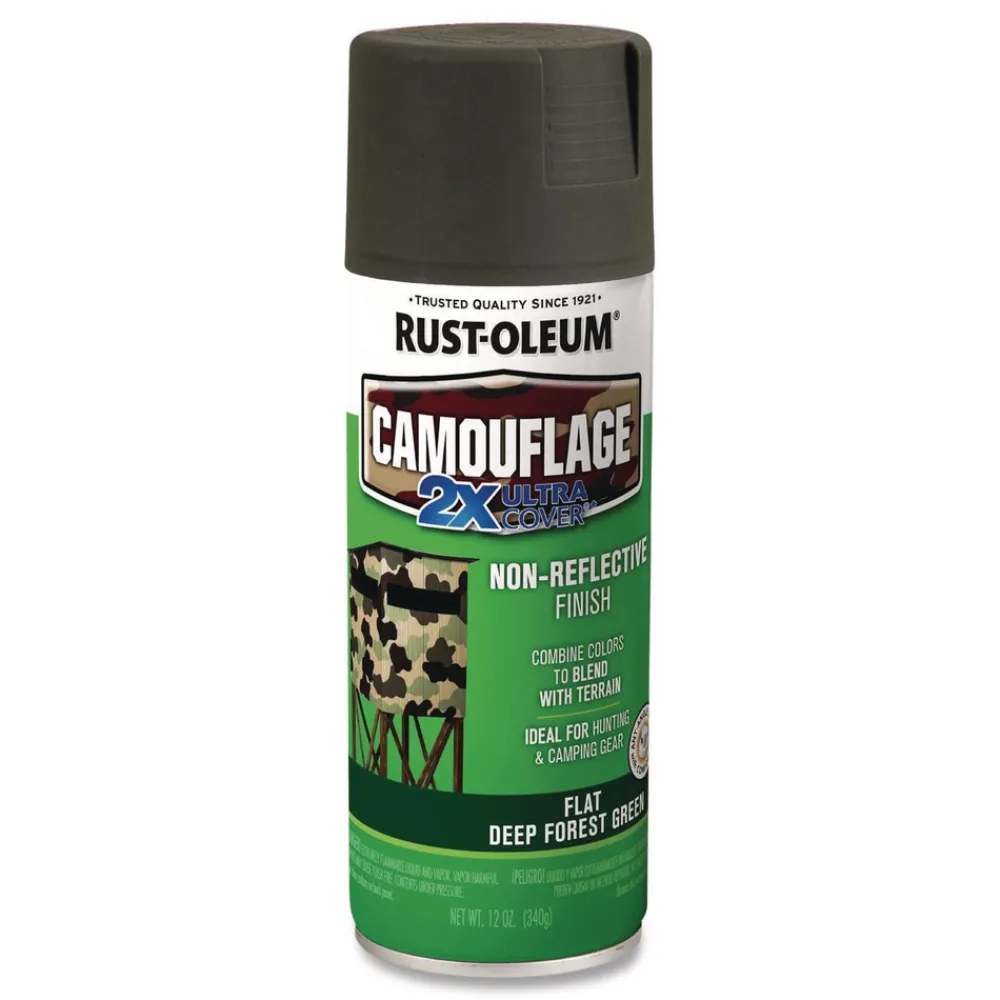 New 12 oz. Aerosol Can Camouflage Spray Paint - Flat Deep Forest Green (6/Carton) Arts & Crafts Supplies