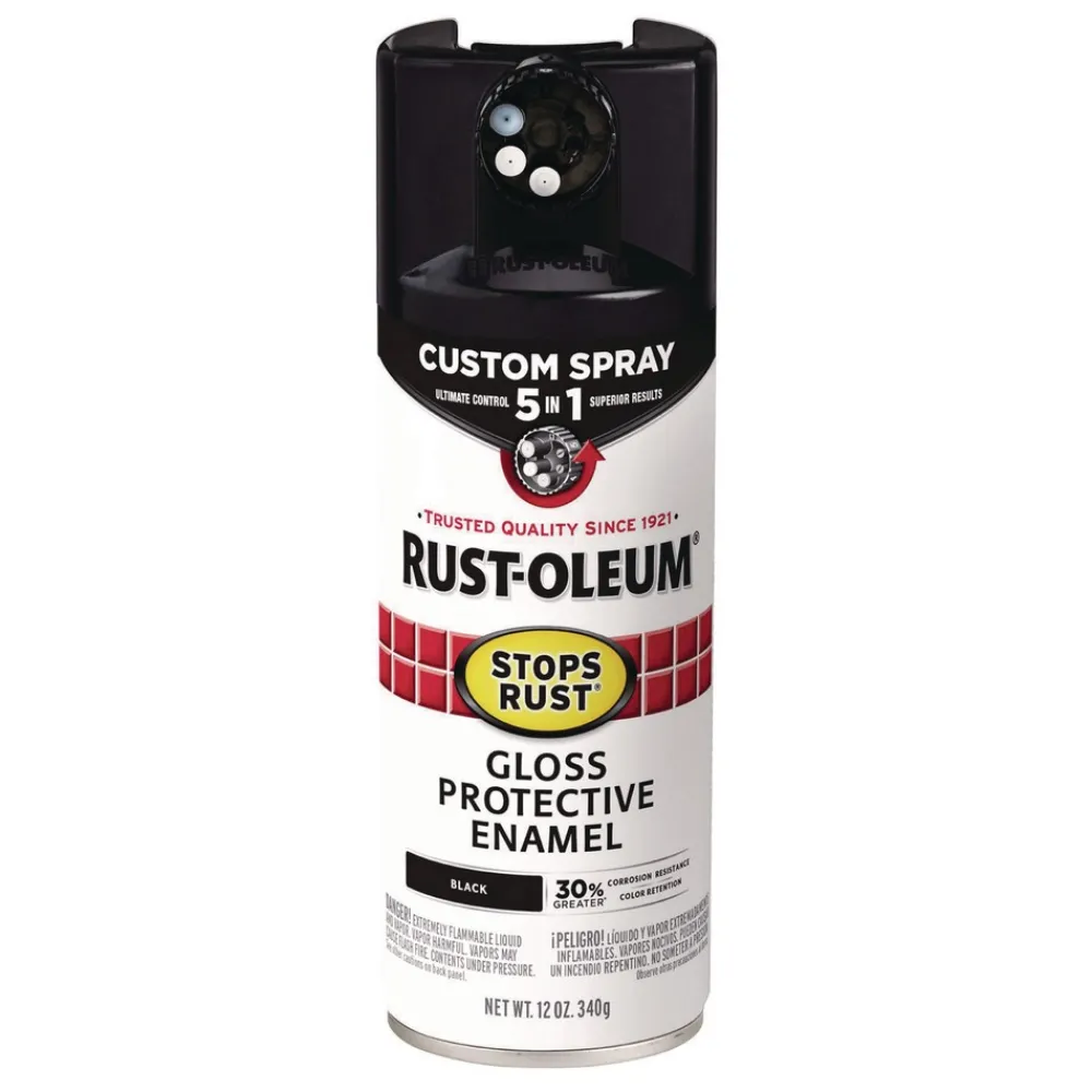 Clearance Stops Rust 5-in-1 Spray Paint, Gloss Black, 12 oz Aerosol Can, 6/Carton Arts & Crafts Supplies