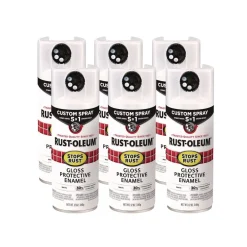 Discount Stops Rust 5-in-1 Spray Paint, Gloss White, 12 oz Aerosol Can, 6/Carton Arts & Crafts Supplies
