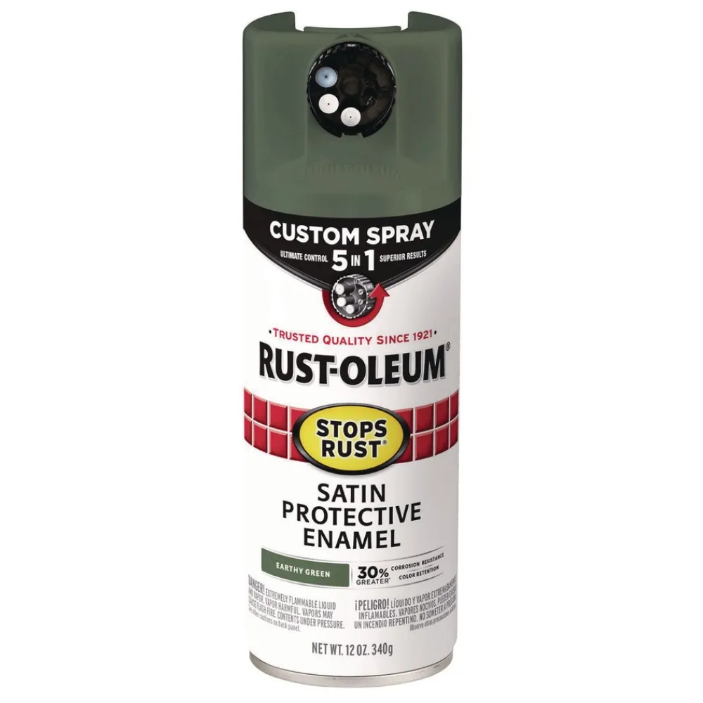 Discount Stops Rust 5-in-1 Spray Paint, Satin Earthy Green, 12 oz Aerosol Can, 6/Carton Arts & Crafts Supplies