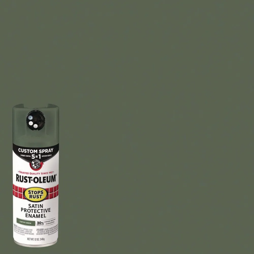 Discount Stops Rust 5-in-1 Spray Paint, Satin Earthy Green, 12 oz Aerosol Can, 6/Carton Arts & Crafts Supplies