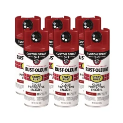 Discount Stops Rust 5-in-1 Spray Paint, Gloss Regal Red, 12 oz Aerosol Can, 6/Carton Arts & Crafts Supplies