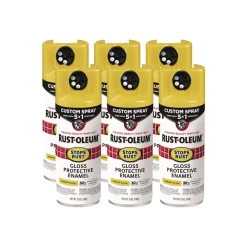 Discount Stops Rust 5-in-1 Spray Paint, Gloss Sunburst Yellow, 12 oz Aerosol Can, 6/Carton Arts & Crafts Supplies