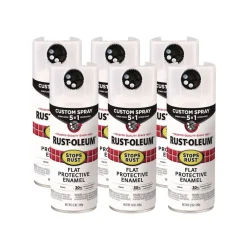 Outlet Stops Rust 5-in-1 Spray Paint, Flat White, 12 oz Aerosol Can, 6/Carton Arts & Crafts Supplies
