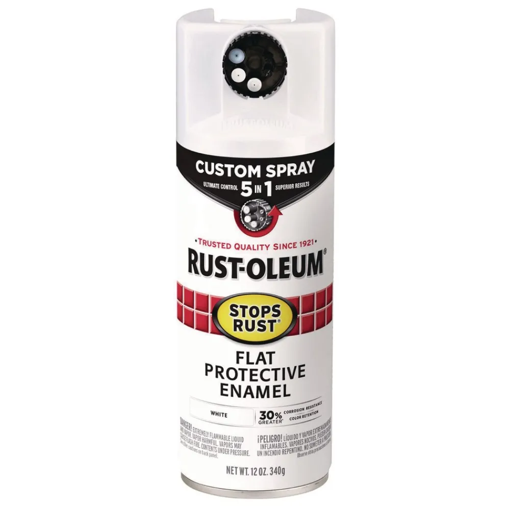 Outlet Stops Rust 5-in-1 Spray Paint, Flat White, 12 oz Aerosol Can, 6/Carton Arts & Crafts Supplies