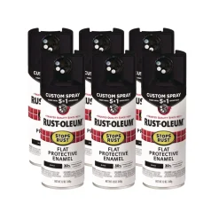 Hot Stops Rust 5-in-1 Spray Paint, Flat Black, 12 oz Aerosol Can, 6/Carton Arts & Crafts Supplies