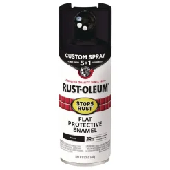 Hot Stops Rust 5-in-1 Spray Paint, Flat Black, 12 oz Aerosol Can, 6/Carton Arts & Crafts Supplies