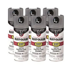 Discount Stops Rust 5-in-1 Spray Paint, Satin Coastal Gray, 12 oz Aerosol Can, 6/Carton Arts & Crafts Supplies