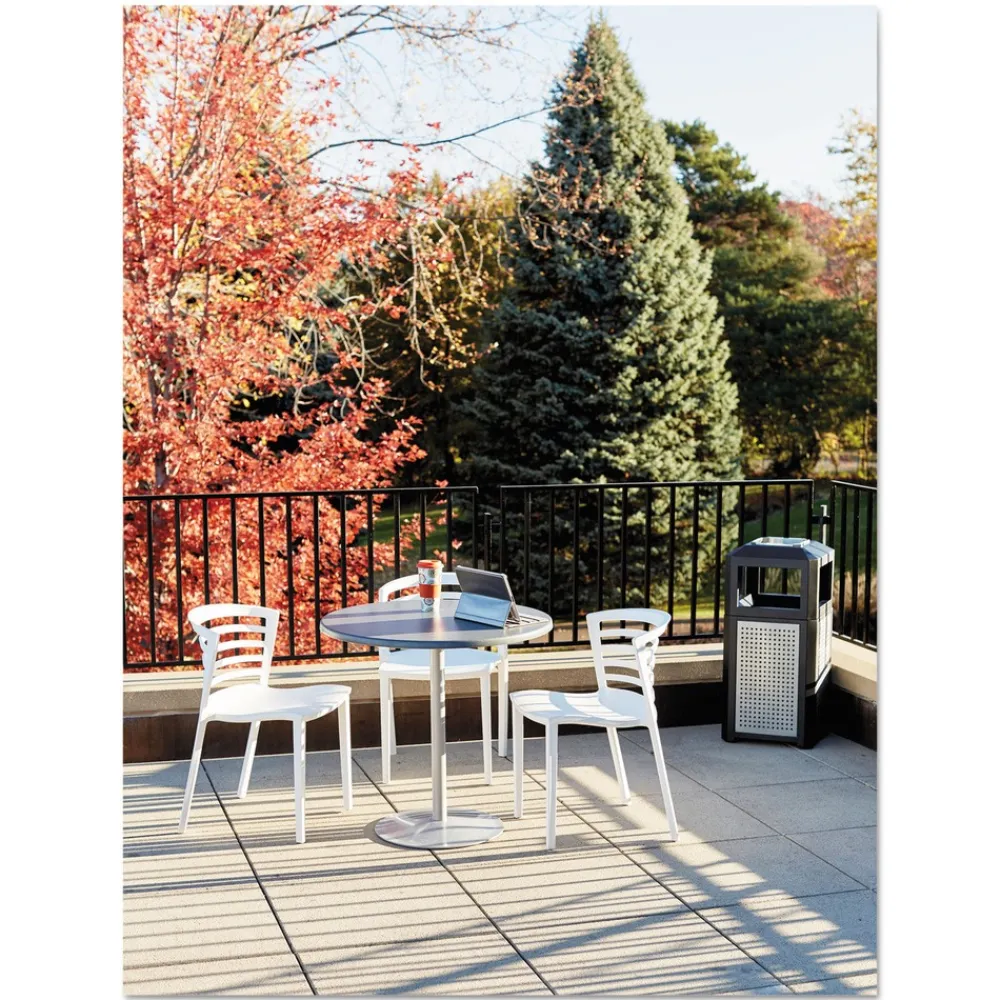 38 gal. Evos Series Steel Waste Container - Black Trash & Waste Bins