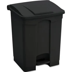 Discount 23 Gallon Large Capacity Plastic Step-On Receptacle - Black Trash & Waste Bins