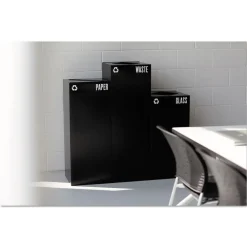Clearance 42 Gallon Public Square Paper -Recycling Receptacles - Black Trash & Waste Bins