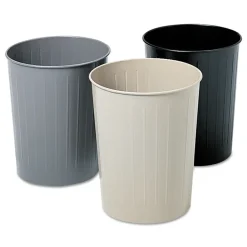 New 6 Gallon Round Steel Wastebaskets - Black Trash & Waste Bins