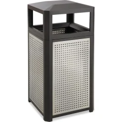 Outlet 38 Gallon Steel Evos Series Steel Waste Container - Black Trash & Waste Bins