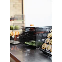 Discount 11.5 in. x 8.25 in. x 8.25 in. 7 Compartments 3 Drawer Hospitality Organizer - Black Desk Accessories & Office Organizers