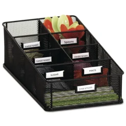 Hot 16 in. x 8.5 in. x 5.25 in. 7 Compartments Steel Mesh Onyx Breakroom Organizers - Black Desk Accessories & Office Organizers
