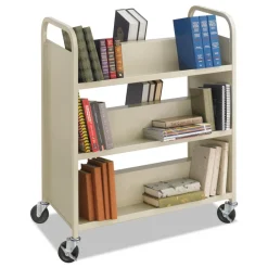 Best 36 in. x 18.5 in. x 43.5 in. 300 lbs. Capacity 6 Shelves Metal Steel Double-Sided Book Cart - Sand Cleaning & Janitorial Supplies