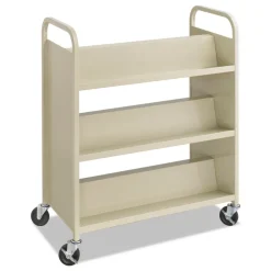Best 36 in. x 18.5 in. x 43.5 in. 300 lbs. Capacity 6 Shelves Metal Steel Double-Sided Book Cart - Sand Cleaning & Janitorial Supplies