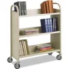 Best 36 in. x 18.5 in. x 43.5 in. 300 lbs. Capacity 3 Shelves Metal Steel Double-Sided Book Cart - Sand Cleaning & Janitorial Supplies