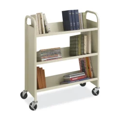 Best 36 in. x 18.5 in. x 43.5 in. 300 lbs. Capacity 3 Shelves Metal Steel Double-Sided Book Cart - Sand Cleaning & Janitorial Supplies