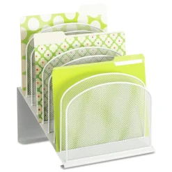 Discount 11.75 in. x 10.75 in. x 14 in. 8 Sections Letter to Legal Size Files Onyx Mesh Desk Organizer with Tiered Sections - White Office Furniture & Lighting