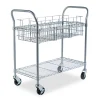 Online 39 in. x 18.75 in. x 38.5 in. 1 Shelf 1 Bin Dual-Purpose Metal Wire Mail and Filing Cart - Metallic Gray Utility Carts