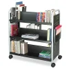 Outlet 41.25 in. x 17.75 in. x 41.25 in. 6 Shelves 1 Bin Scoot Double-Sided Metal Book Cart - Black Office Furniture & Lighting