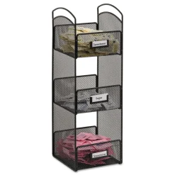 Hot 6 in. x 6 in. x 18 in. Steel Mesh 3 Compartments Onyx Breakroom Organizers - Black Desk Accessories & Office Organizers