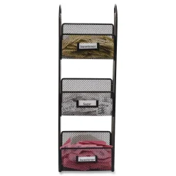 Hot 6 in. x 6 in. x 18 in. Steel Mesh 3 Compartments Onyx Breakroom Organizers - Black Desk Accessories & Office Organizers
