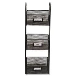 Hot 6 in. x 6 in. x 18 in. Steel Mesh 3 Compartments Onyx Breakroom Organizers - Black Desk Accessories & Office Organizers