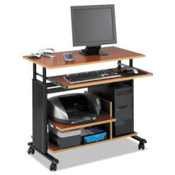 Hot 35.5 in. x 22 in. x 29 in. to 34 in. Muv 28 in. Adjustable-Height Mini-Tower Computer Desk - Cherry/Black Office Furniture & Lighting