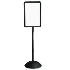 Online 14.25 in. x 22.5 in. x 65 in. WriteWay Two-Sided Dry Erase Standing Message Sign - White Surface/Black Frame Office Presentation Supplies