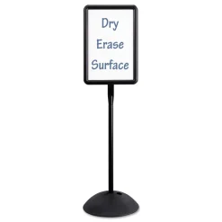 Online 14.25 in. x 22.5 in. x 65 in. WriteWay Two-Sided Dry Erase Standing Message Sign - White Surface/Black Frame Office Presentation Supplies
