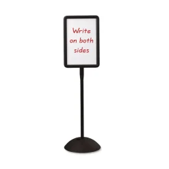 Online 14.25 in. x 22.5 in. x 65 in. WriteWay Two-Sided Dry Erase Standing Message Sign - White Surface/Black Frame Office Presentation Supplies