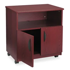 New 3 Shelves 200 lbs. Capacity 28 in. x 19.75 in. x 30.5 in. Engineered Wood Mobile Machine Stand with Open Compartment - Mahogany Office Furniture & Lighting