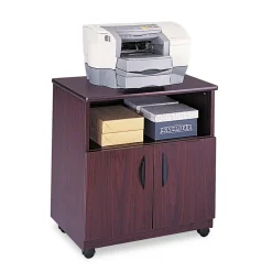 New 3 Shelves 200 lbs. Capacity 28 in. x 19.75 in. x 30.5 in. Engineered Wood Mobile Machine Stand with Open Compartment - Mahogany Office Furniture & Lighting