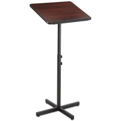 New 21 x 21 x 29.5 to 46 Adjustable Speaker Stand - Mahogany/Black Office Presentation Supplies