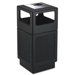 Canmeleon 38-Gallon Polyethylene Recessed Panel Receptacles - Black Trash & Waste Bins