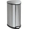 10-Gallon Step-On Stainless Steel Receptacle = Chrome/Black Trash & Waste Bins