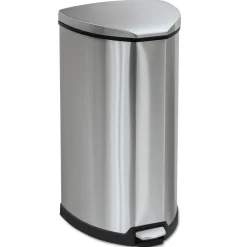 10-Gallon Step-On Stainless Steel Receptacle = Chrome/Black Trash & Waste Bins