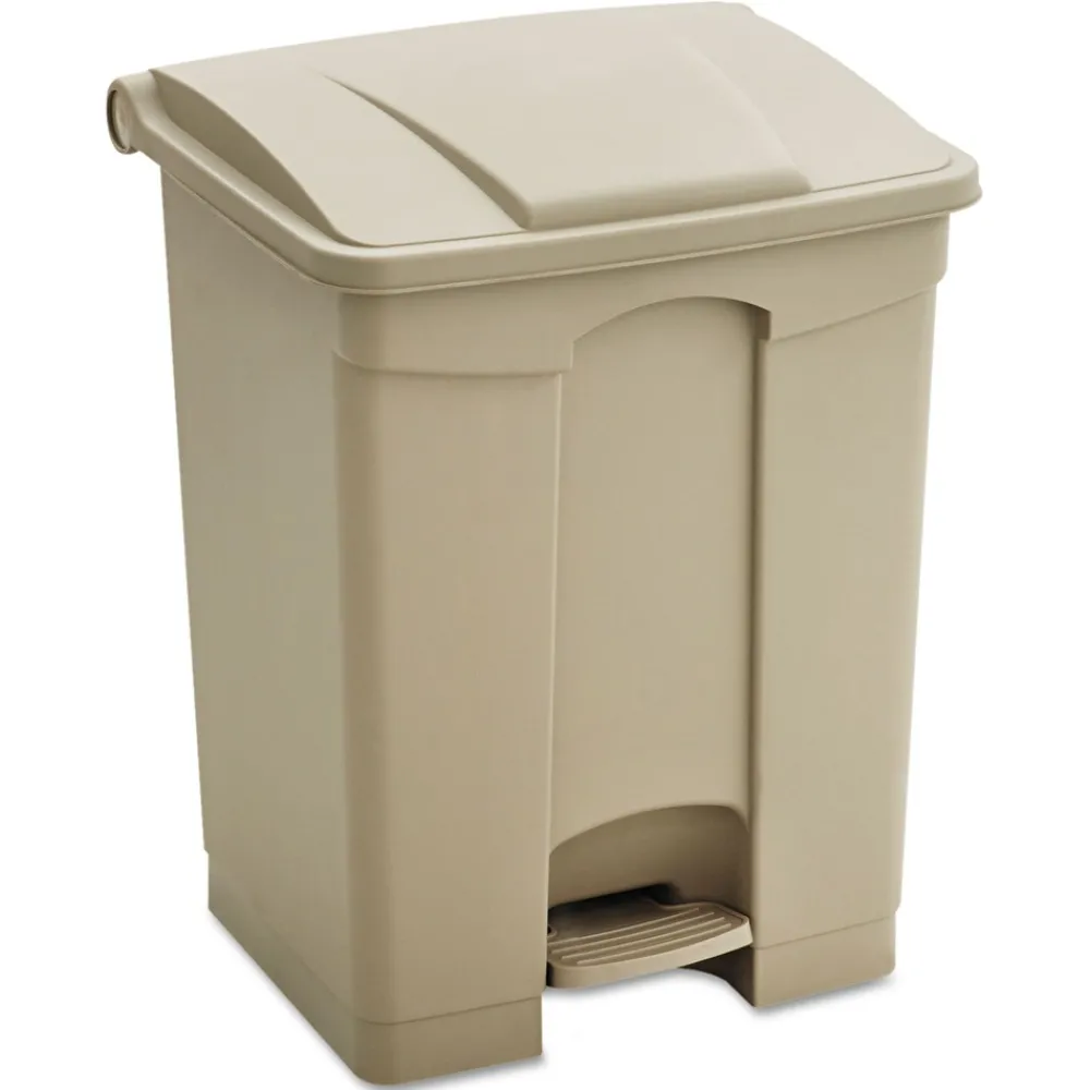Clearance 9923TN 23 Gallon Large Capacity Plastic Step-On Receptacle - Tan Trash & Waste Bins