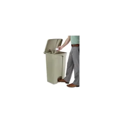Clearance 9923TN 23 Gallon Large Capacity Plastic Step-On Receptacle - Tan Trash & Waste Bins