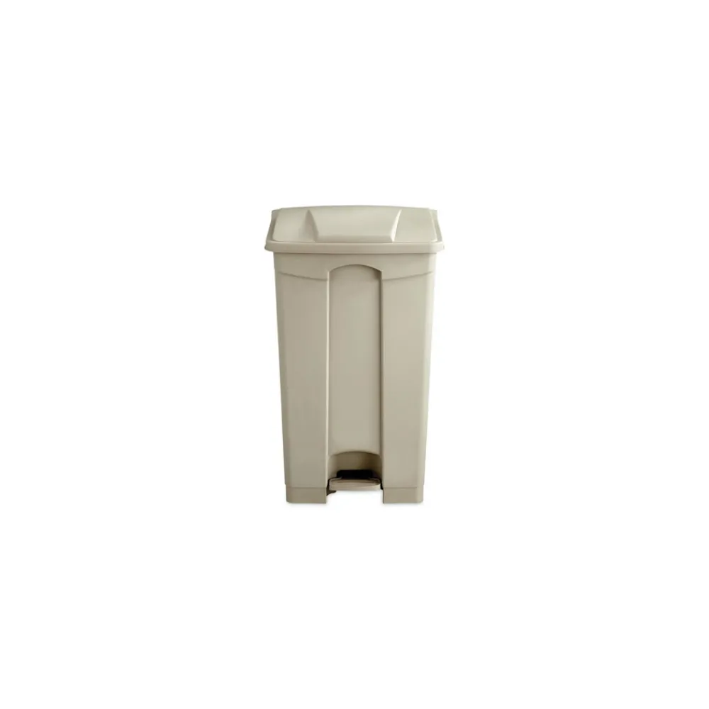Clearance 9923TN 23 Gallon Large Capacity Plastic Step-On Receptacle - Tan Trash & Waste Bins