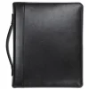 Best 11 in. x 13 1/2 in. 2-Part 1 in. Cap Leather Multi-Ring Zippered Portfolio - Black Filing & Folders