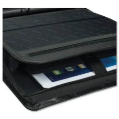 Best 11 in. x 13 1/2 in. 2-Part 1 in. Cap Leather Multi-Ring Zippered Portfolio - Black Filing & Folders