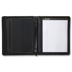 Best 11 in. x 13 1/2 in. 2-Part 1 in. Cap Leather Multi-Ring Zippered Portfolio - Black Filing & Folders