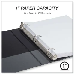 New 11 in. x 8.5 in. 1 in. Capacity 3 Rings Biobased Round Ring Binder - Black Binders & Binding Supplies