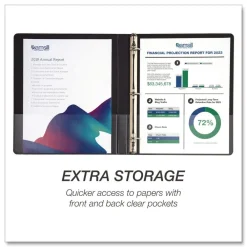 Sale 11.5 in. x 8.5 in. 0.5 in. Capacity 3 Rings Durable D-Ring View Binders - Black (4/Pack) Binders & Binding Supplies