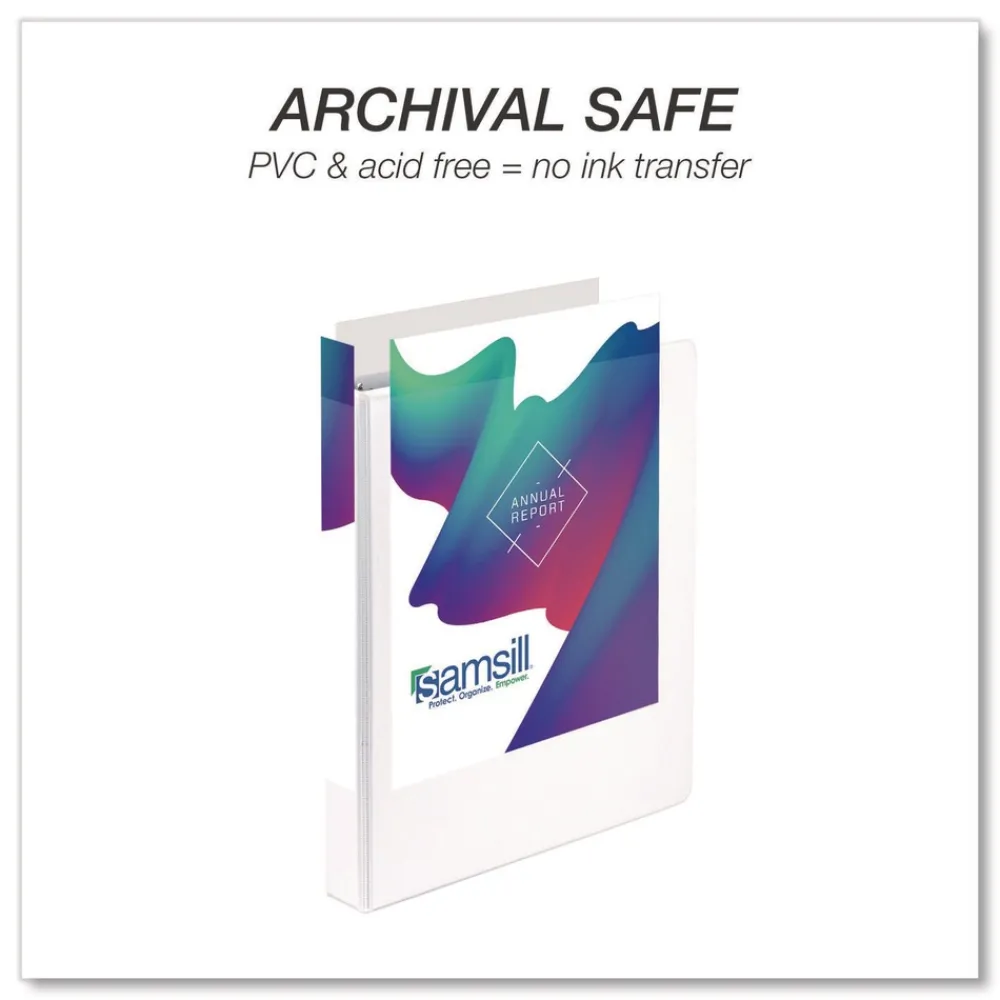 Sale 11.5 in. x 8.5 in. 1 in. Capacity 3 Rings Durable D-Ring View Binders - White (4/Pack) Binders & Binding Supplies