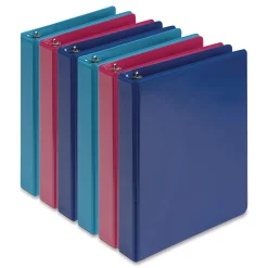 Discount 8.5 in. x 5.5 in. 1 in. Capacity 3 Rings Economy Round Ring View Binder - Assorted (6/Carton) Binders & Binding Supplies